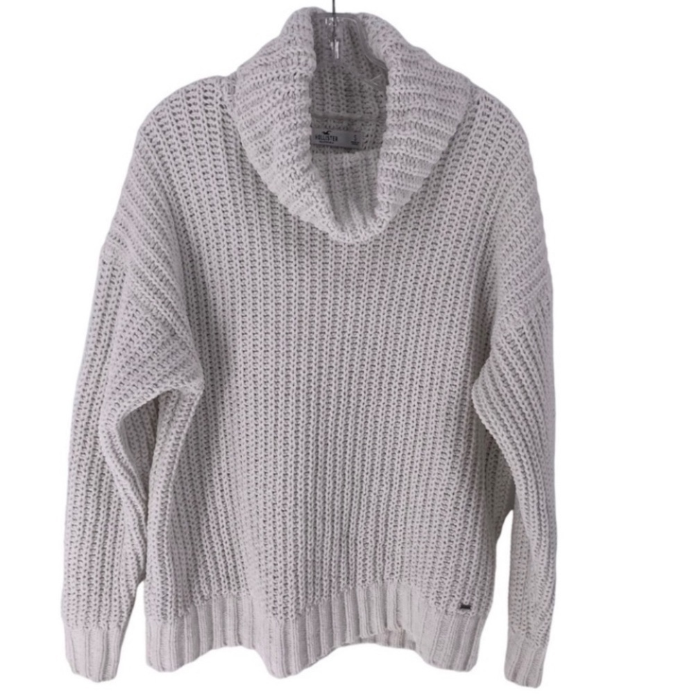 Hollister White Cable Knit Cowl Neck Cozy Classic Closet Staple Sweater  Sz S